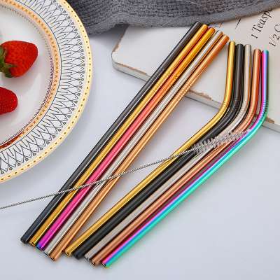 Wevi Wholesale Stainless Steel Metal Straws Set with Cleaning Brush