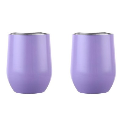 WeVi 12oz Double Wall Stainless Steel Custom Wine Tumbler Insulated Vacuum Egg Shape Wine Cup With Lids