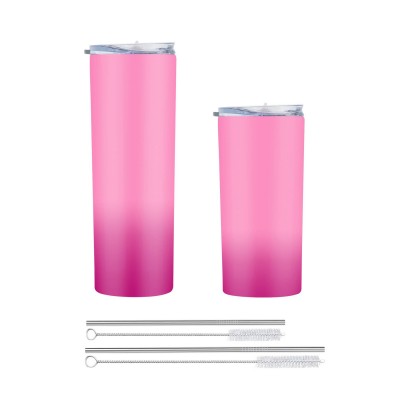 WeVi 16oz 20 oz double walled stainless steel insulated slim tumbler with straw & brush