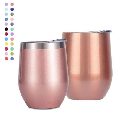 WeVi Wholesale 12oz Tumbler Stainless Steel Solid Color Spray Painting Coffee Mug Wine Water Bottle Cup With Straw